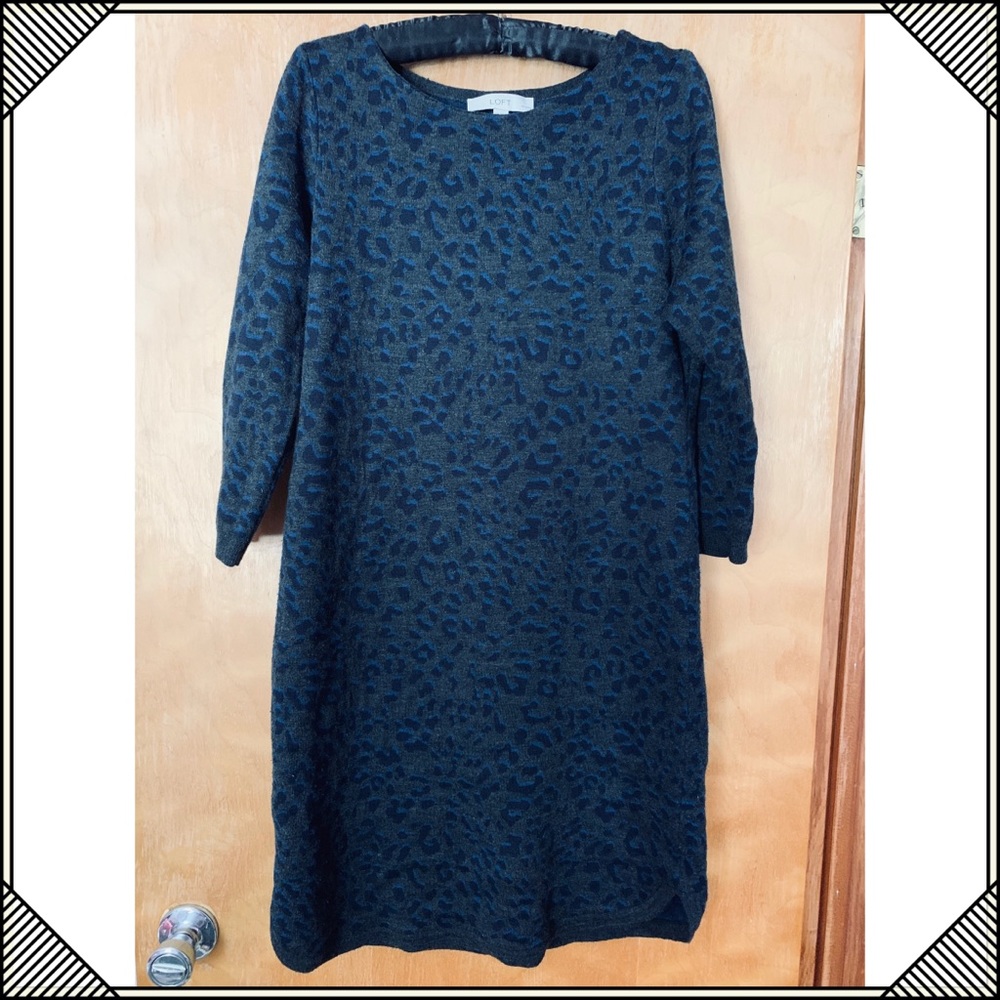 Loft LP Animal Print Sweater Dress